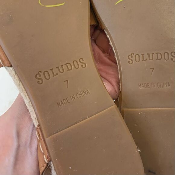 Soludos Brown Leather Slingback Espadrilles Size 7 - Picture 7 of 9